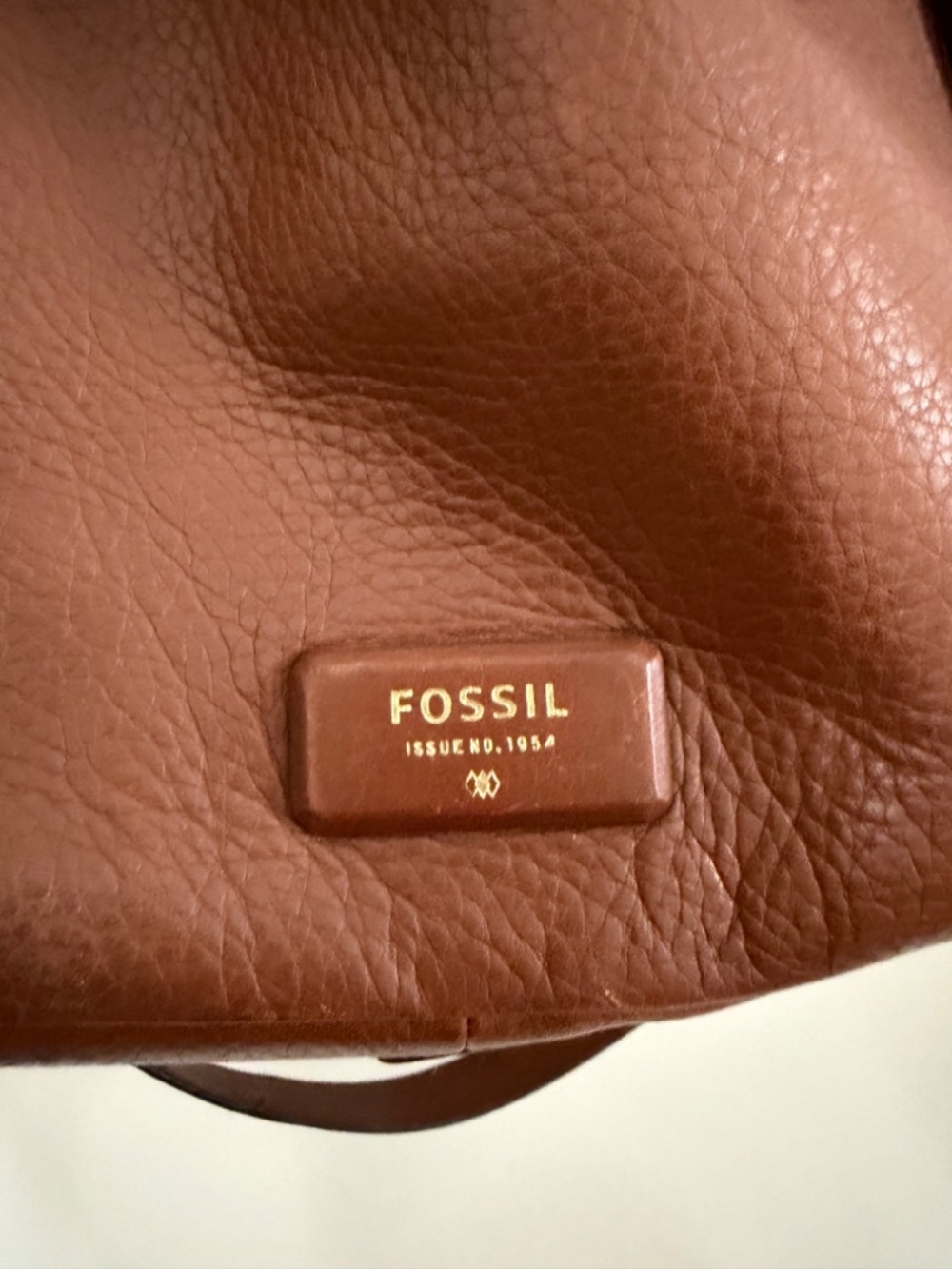 Fossil Emerson Medium Pebbled Leather Satchel Handbag Cognac/Brown - Picture 10 of 14